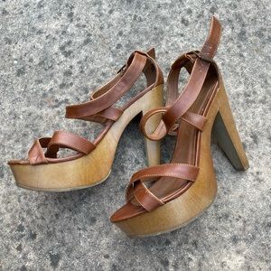 Brown wooden heels